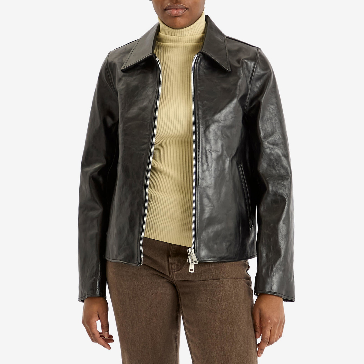Our Legacy Women's Mini Leather Jacket in Top Dyed Black Leather