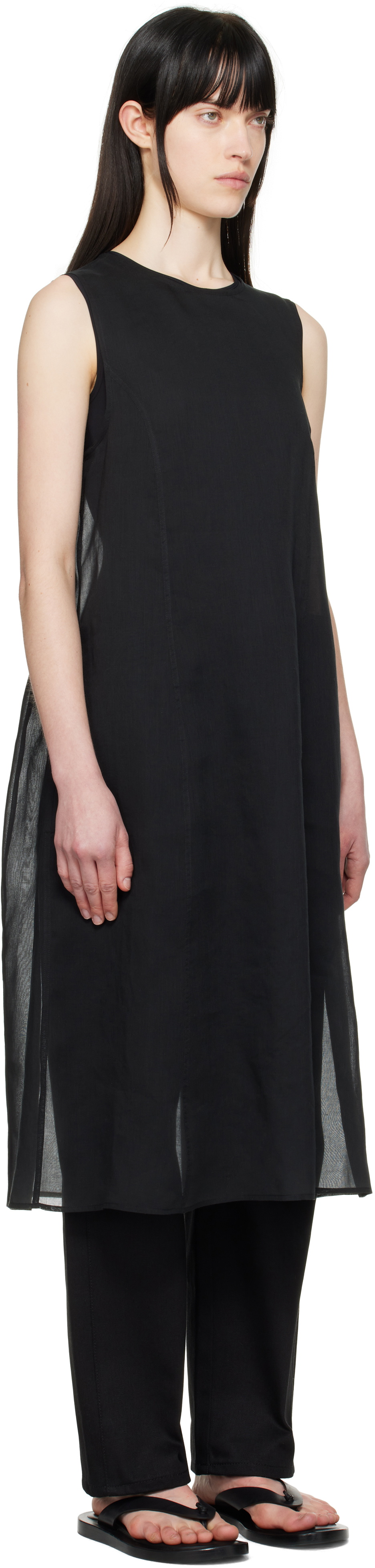 AMOMENTO Black Sheer Midi Dress AMOMENTO AMOMENTO Black Sheer Midi Dress AMOMENTO