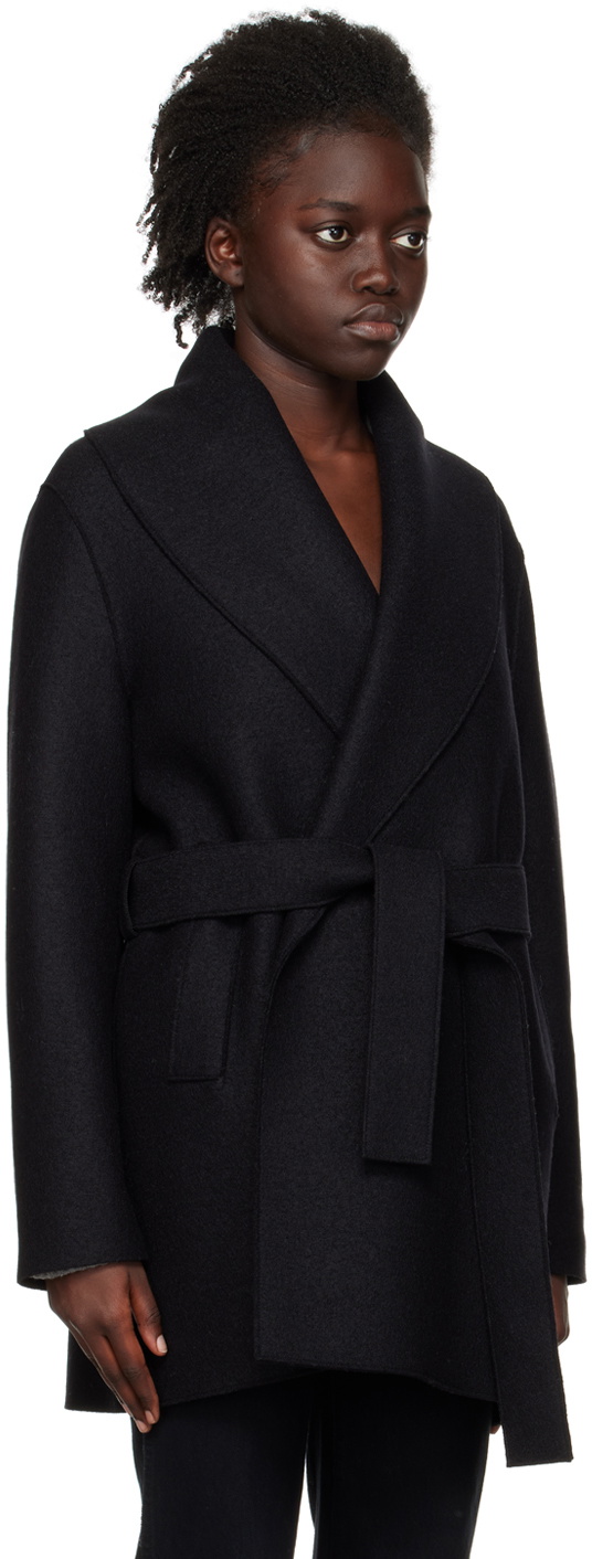 Harris Wharf London Black Shawl Coat