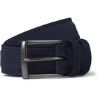 Anderson's - 3.5cm Navy Suede Belt - Navy