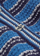 Ganni Striped Cotton-knit Cardigan Light Blue