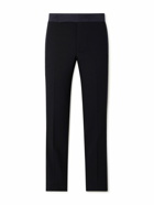 Giorgio Armani - Straight-Leg Grosgrain-Trimmed Wool-Crepe Tuxedo Trousers - Blue