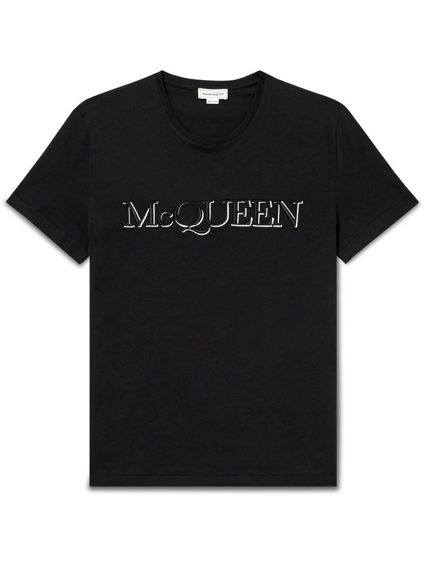 Photo: ALEXANDER MCQUEEN - Logo-Embroidered Cotton-Jersey T-Shirt - Black