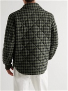 Tod's - Logo-Debossed Leather-Trimmed Quilted Checked Cotton-Flannel Jacket - Green