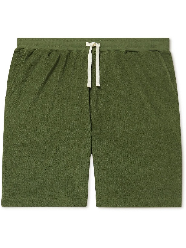 Photo: Oliver Spencer Loungewear - Ashbourne Cotton-Blend Terry Drawstring Shorts - Green