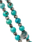 M.Cohen - Sterling Silver and Turquoise Beaded Wrap Bracelet - Blue