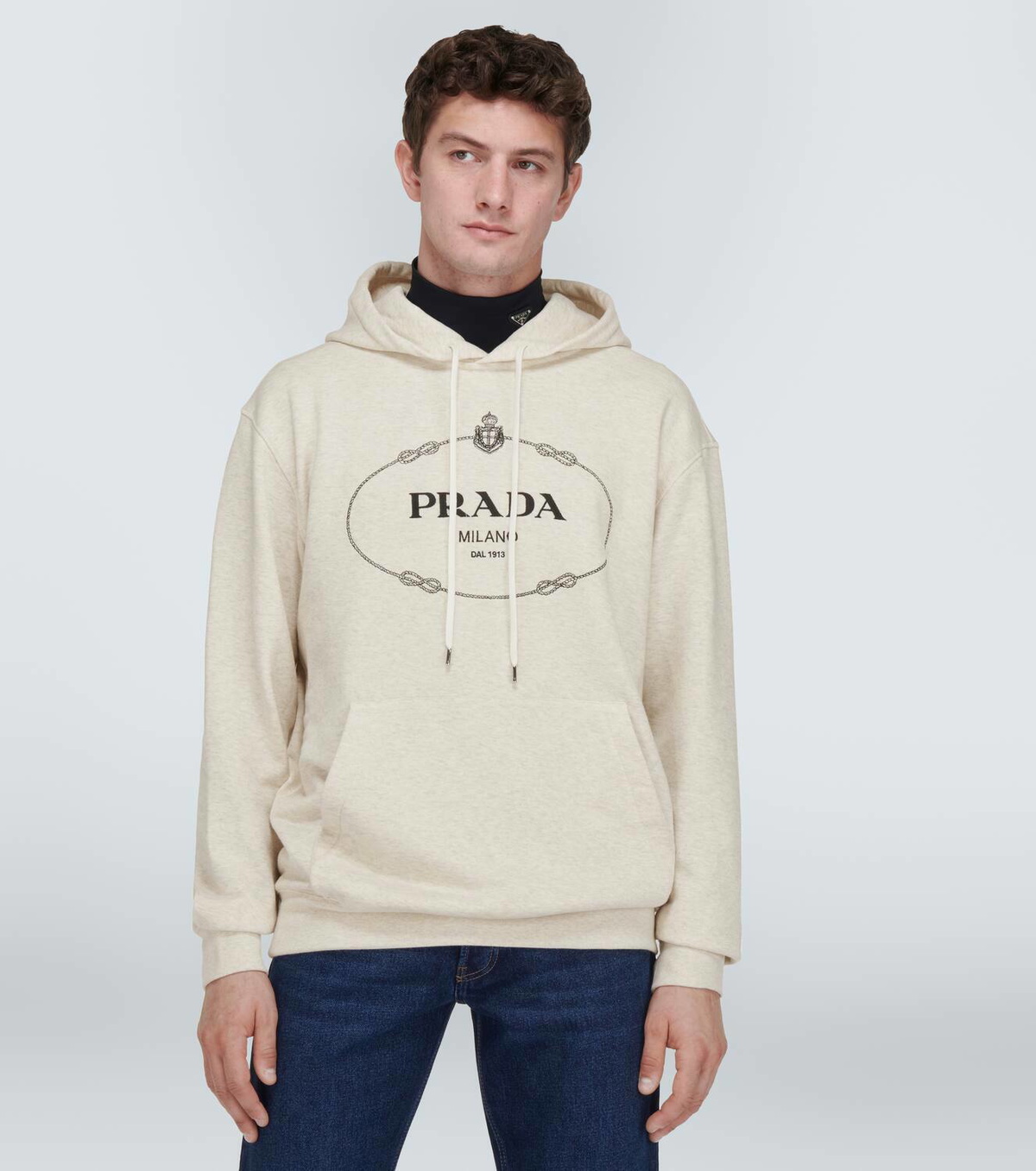 PRADA【UJL84A_11OQ TECHNICAL COTTON LOGO HOODIE】 Black Technical Cotton Hoodie | PRADA