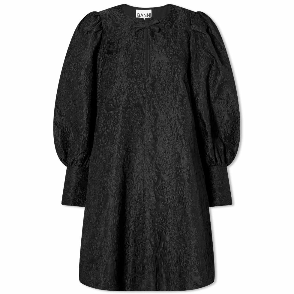 GANNI Women's Jacquard Organza A-Shaped Mini Dress in Black