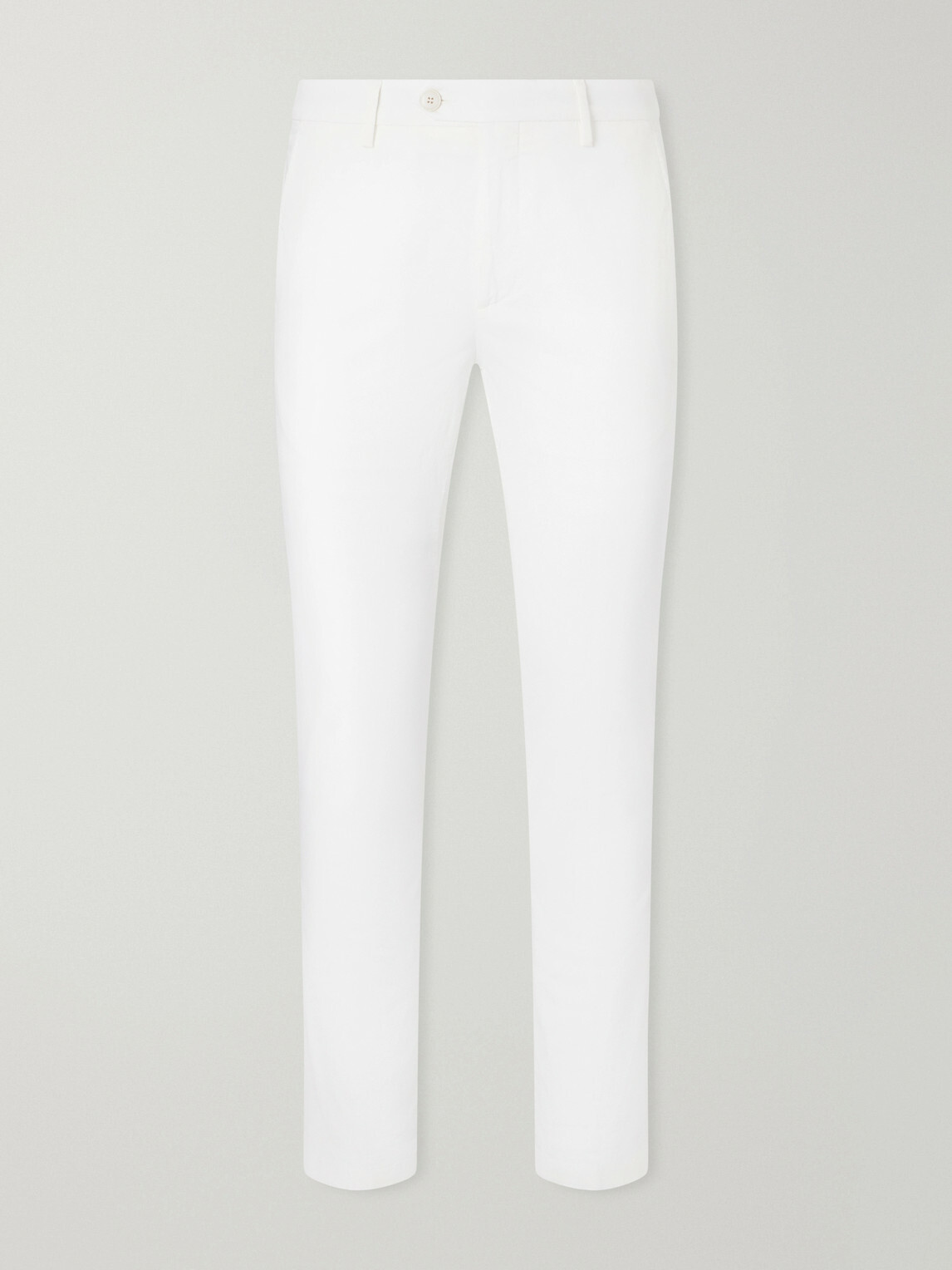 Canali - Tapered Stretch Cotton-Twill Trousers - White