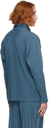 Homme Plissé Issey Miyake Blue Color Pleats Zip-Up Jacket