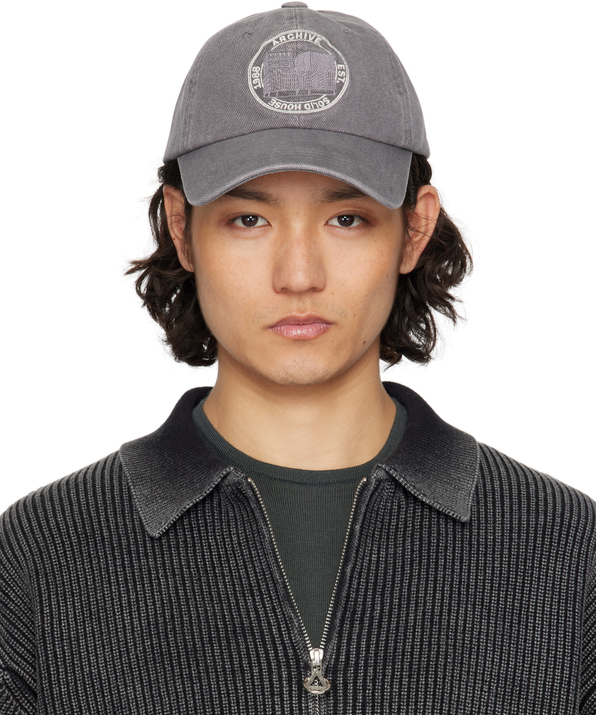 Solid Homme Gray 'Solid House' Cotton Ball Cap Solid Homme