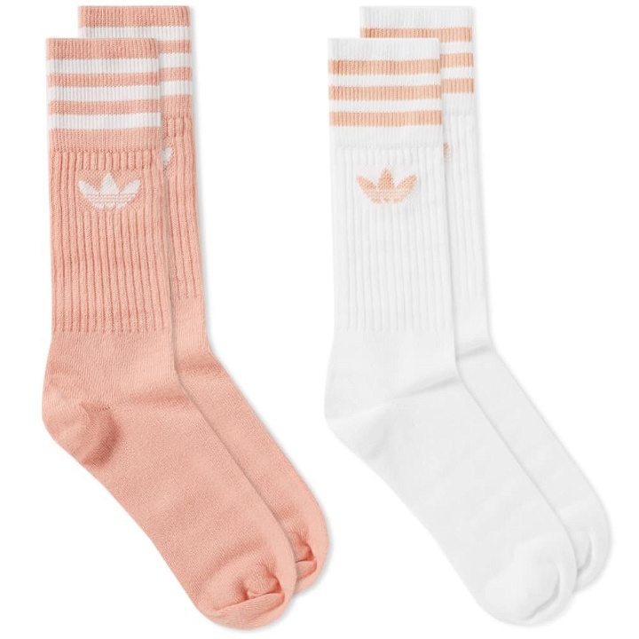 Photo: Adidas Solid Crew Sock - 2 Pack Dust Pink & White