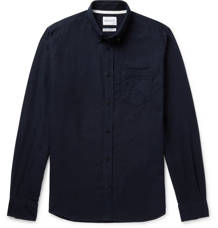 Photo: Norse Projects - Anton Button-Down Collar Brushed Cotton-Flannel Shirt - Blue