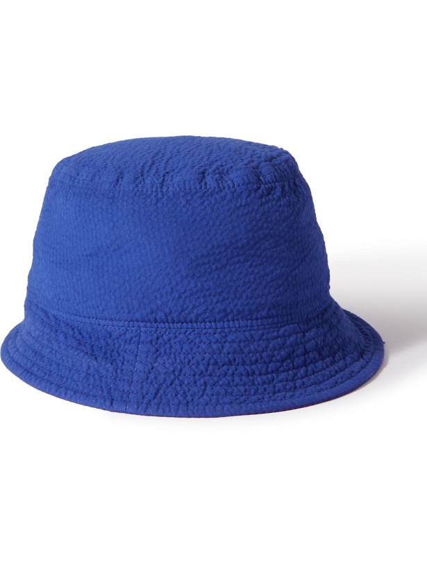 Photo: Anonymous ism - Cotton-Seersucker Bucket Hat - Blue