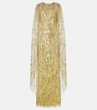 Jenny Packham Elio embellished caped gown