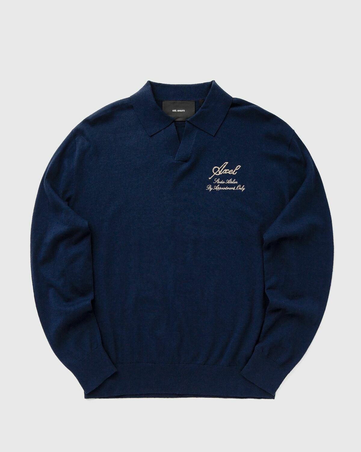 Axel Arigato Atelier Polo Sweater Blue Mens Pullover