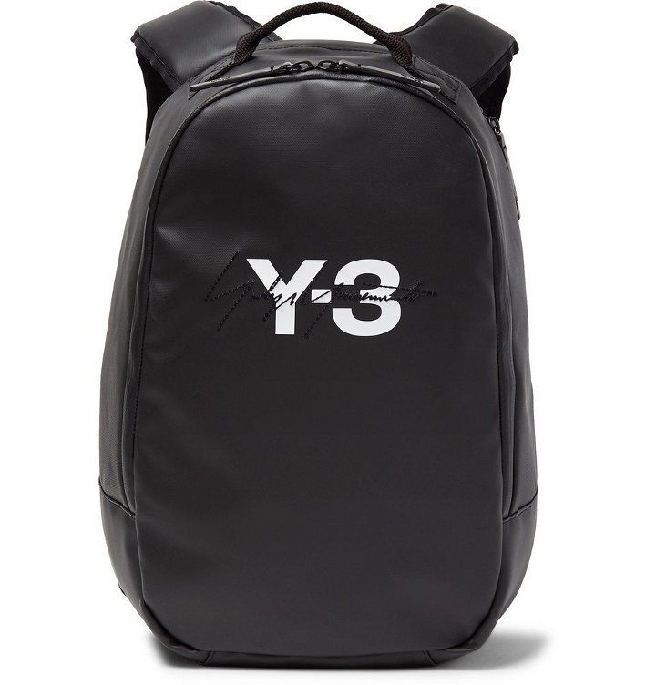 Photo: Y-3 - Embroidered Logo-Print Faux Leather Backpack - Black