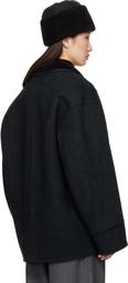 LE17SEPTEMBRE Black Shawl Collar Faux-Shearling Jacket