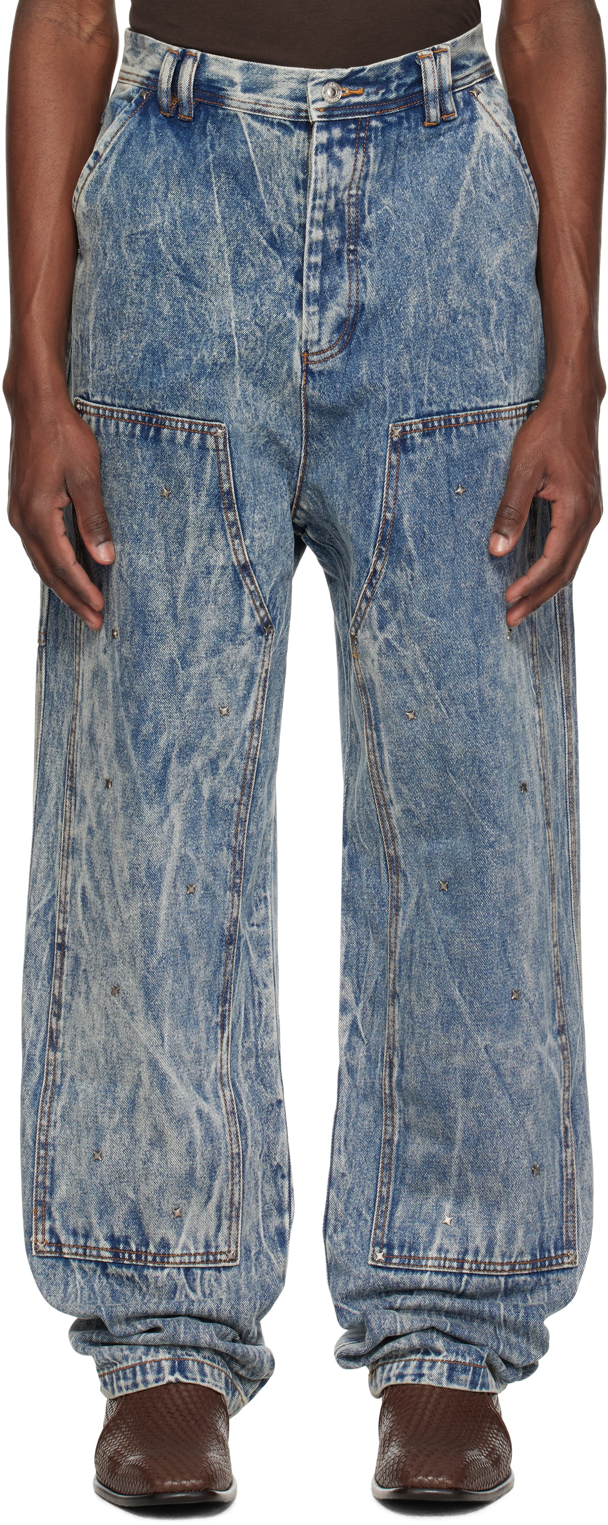 KUSIKOHC Blue Workwear Multi Rivet Jeans