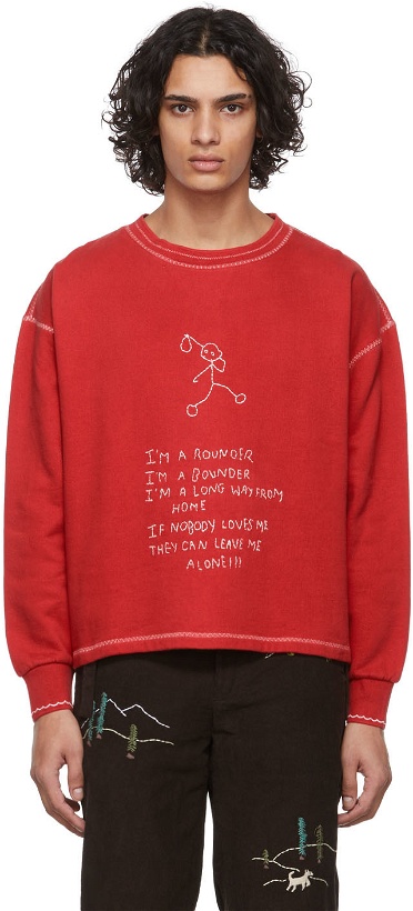 Photo: Bode Red Bounder Doodle Sweatshirt