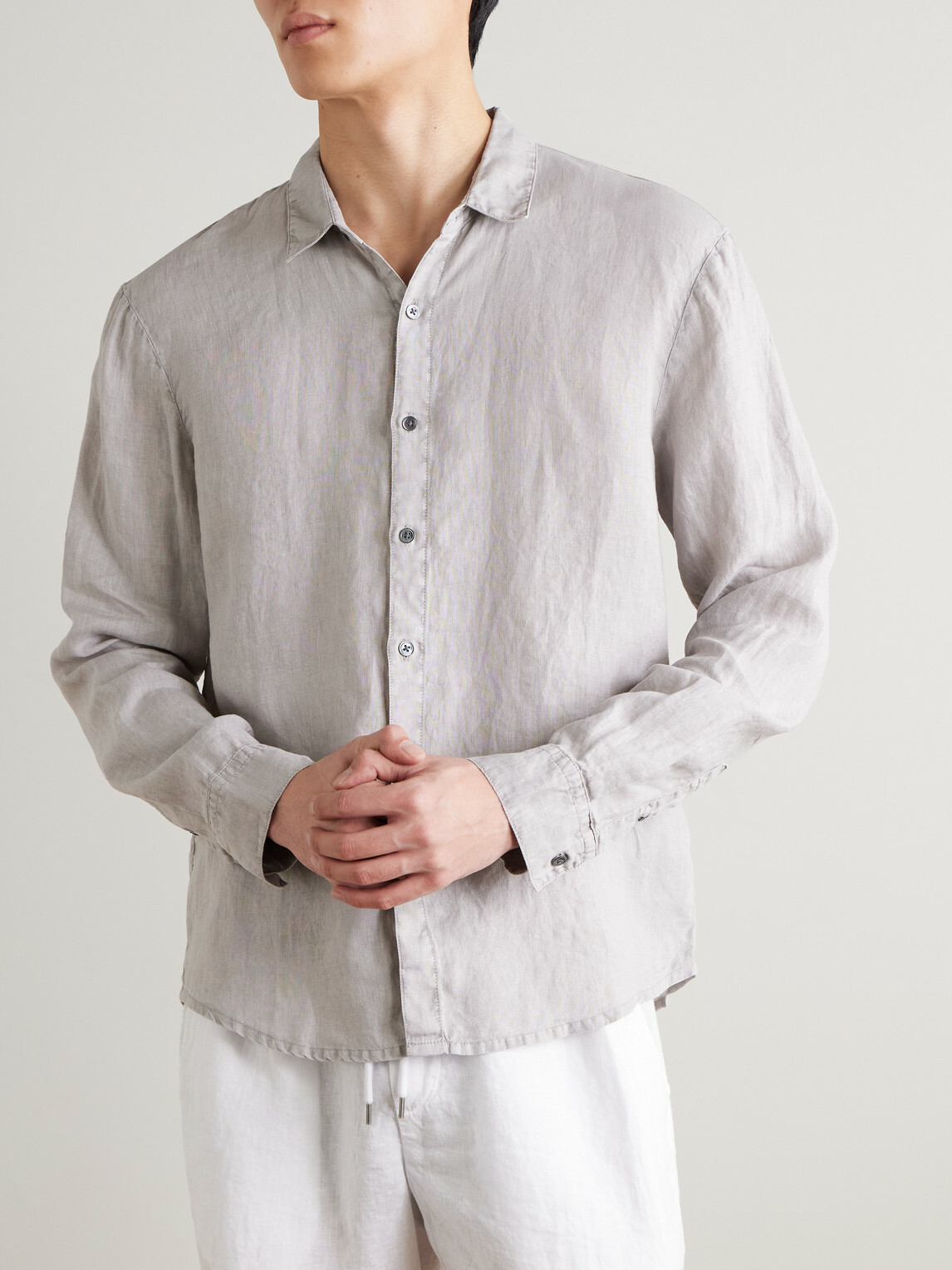 James Perse - Garment-Dyed Linen Shirt - Gray