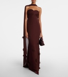 Self-Portrait Scarf-detail jersey gown