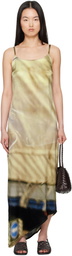 Serapis Multicolor Draped Tarp Silk Maxi Dress