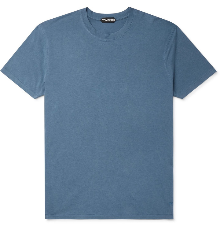 Photo: TOM FORD - Lyocell and Cotton-Blend Jersey T-Shirt - Blue