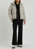 Varley Eugene Quilted Checked Wool-blend Coat Black And White