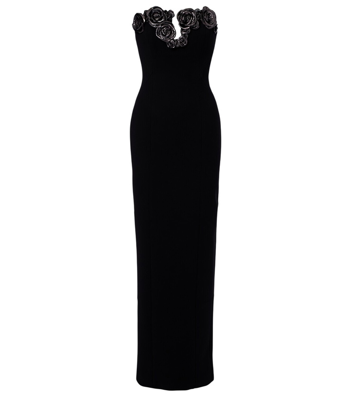 Photo: Rachel Gilbert Mirage floral-appliqué bustier gown