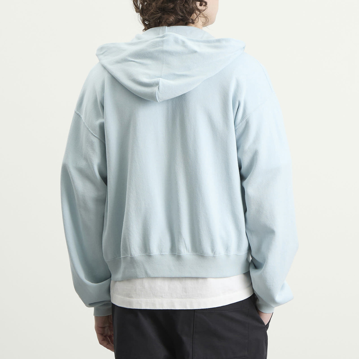 Auralee Men's High Twist Zip Hoodie in Pale Blue