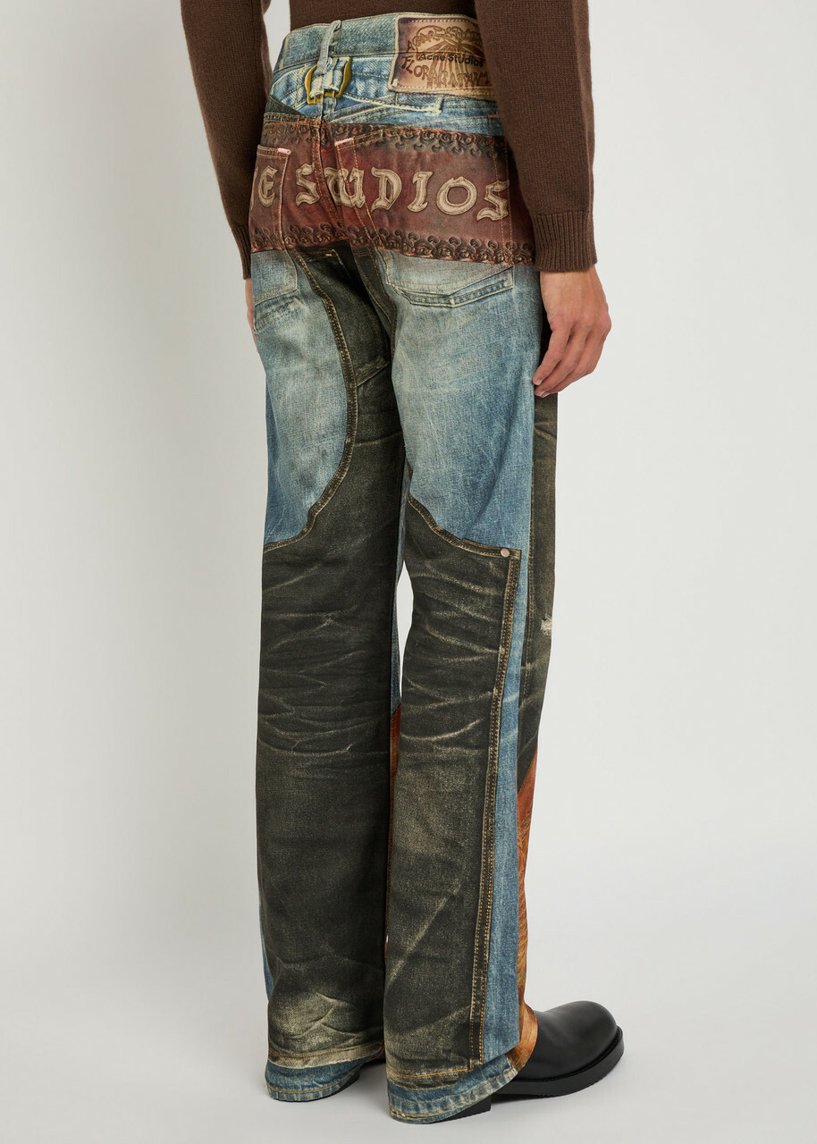 Acne Studios 2010 Printed Straight-leg Jeans Blue