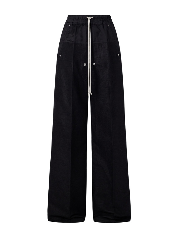 Photo: Rick Owens - Wide Bela Wide-Leg Flannel Drawstring Trousers - Black