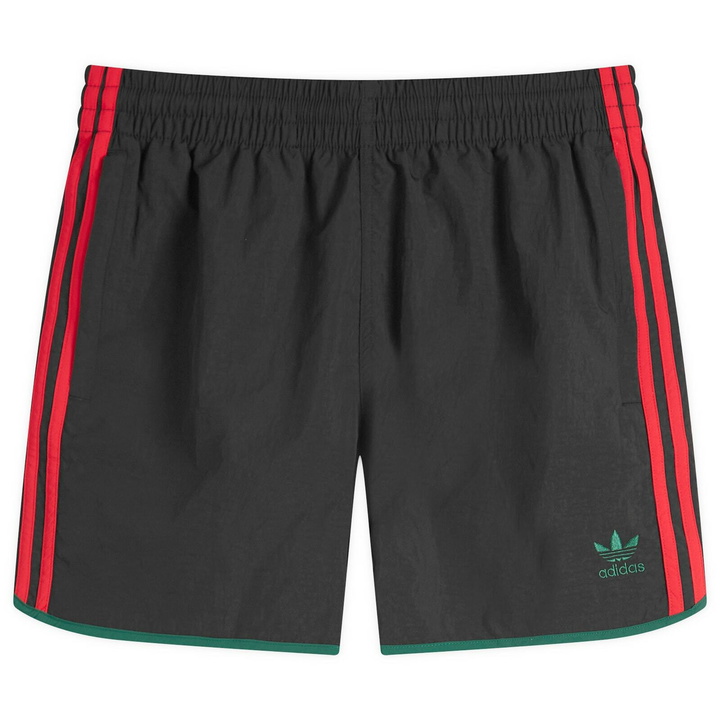 Photo: Adidas Men's Adicolor Classics Sprinter Shorts in Black/Better Scarlet