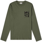 Alexander McQueen Men's Long Sleeve Small Skull T-Shirt in Khk&Blck