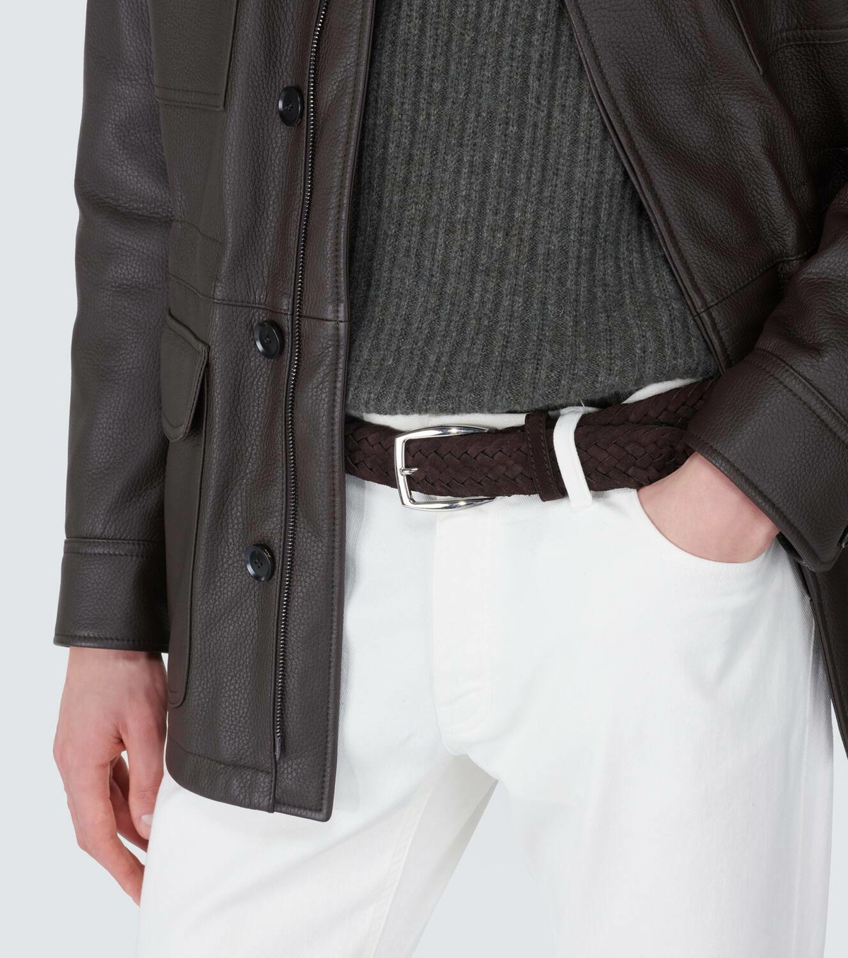 Brioni Braided suede belt
