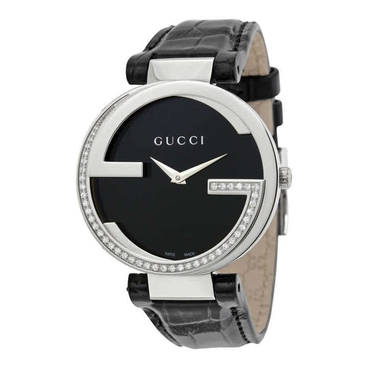 Photo: Gucci Interlocking Black Dial Quartz Ladies Watch YA133305