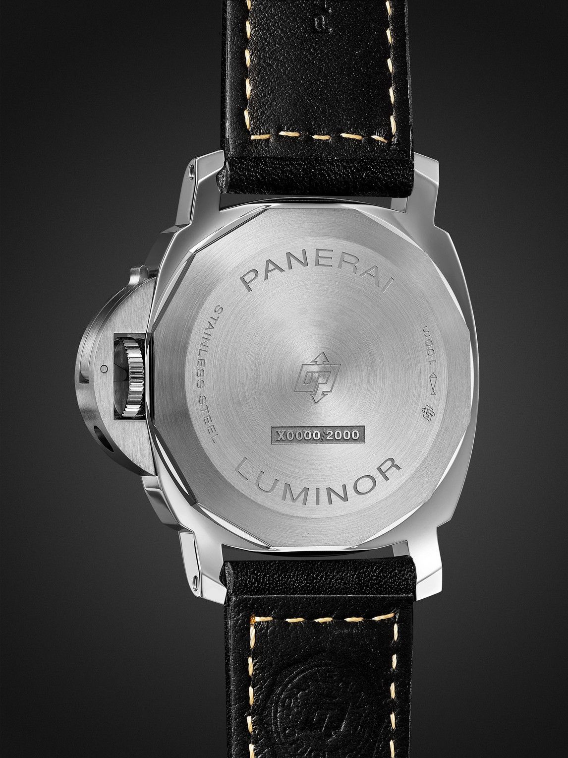 Panerai - Luminor Logo Hand-Wound 44mm Stainless Steel and Leather Watch, Ref. No. PAM01084