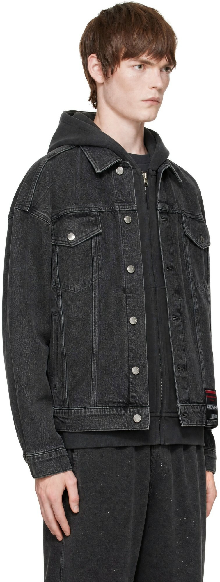 Alexander Wang Gray Flasher Graphic Oversized Denim Trucker Jacket