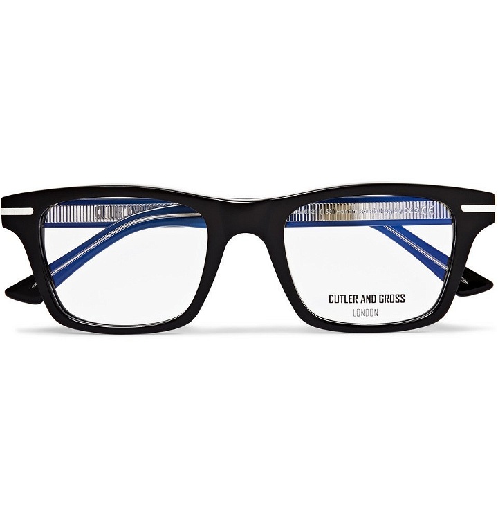 Photo: Cutler and Gross - Square-Frame Acetate And Silver-Tone Optical Glasses - Black