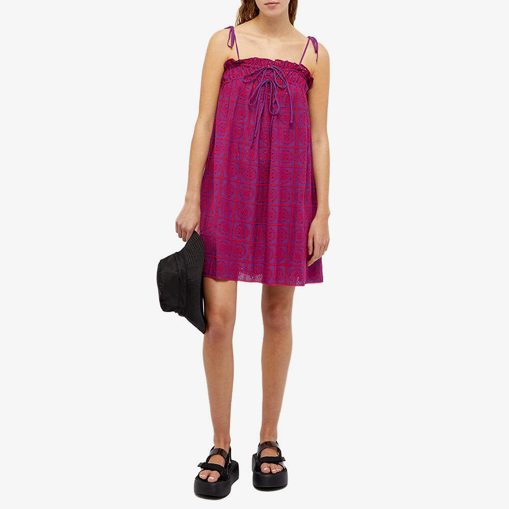 ganni broderie anglaise dress pink Ganni broderie anglaise maxi dress - Pink