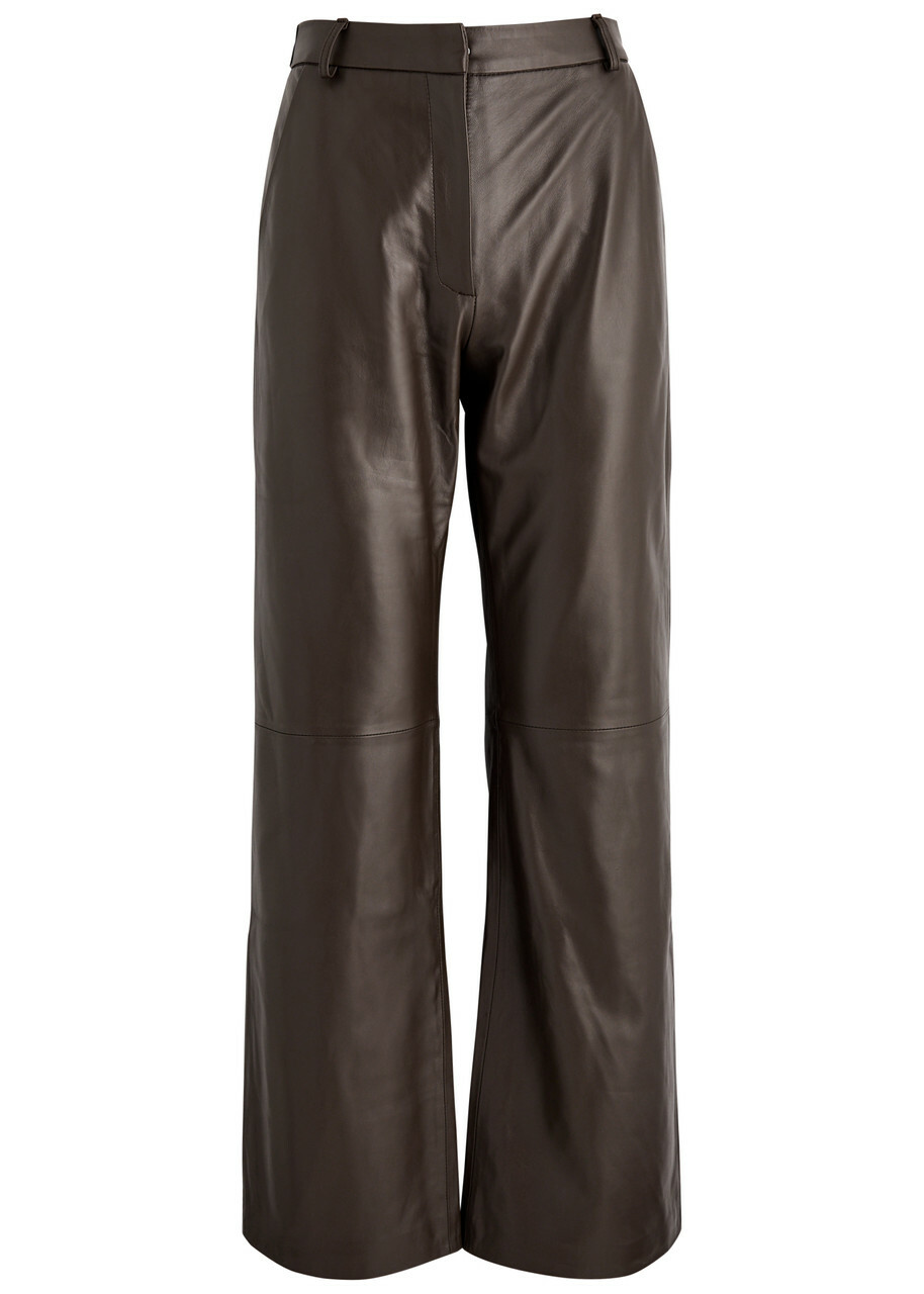 Aexae Straight-leg Leather Trousers Brown