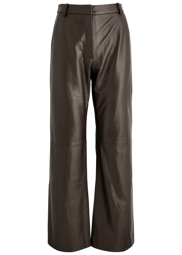 Photo: Aexae Straight-leg Leather Trousers Brown