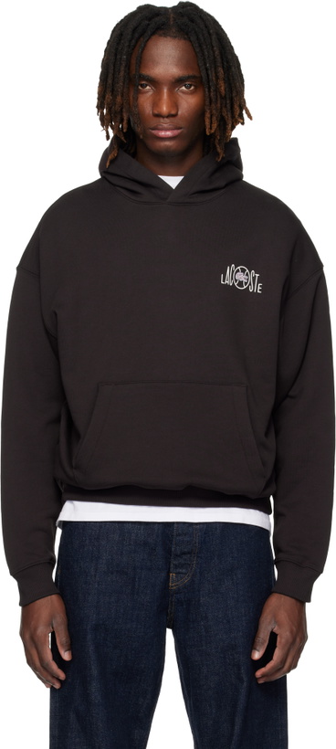 Photo: Lacoste Brown Multi Print Fleece Hoodie