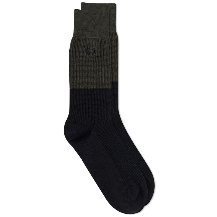 Photo: Fred Perry Men's Waffle Knit Sock in Filed Green/Black