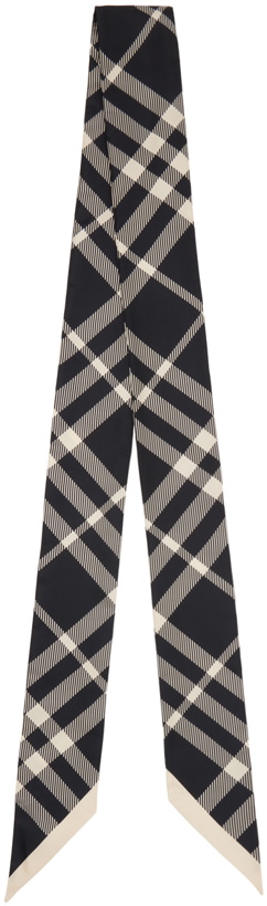 Photo: Burberry Black Skinny Check Silk Scarf