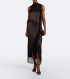 SIR Lula fringed asymmetric silk maxi dress