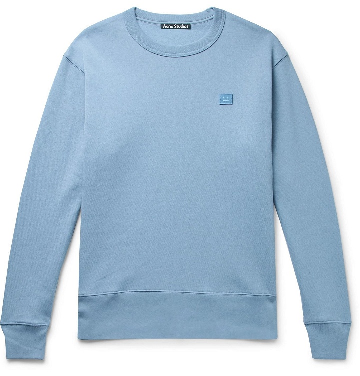 Photo: Acne Studios - Fairview Logo-Appliquéd Fleece-Back Cotton-Jersey Sweatshirt - Blue