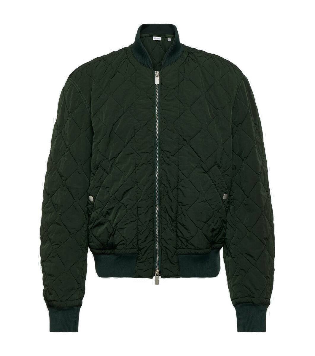 【関税&送料込】Burberry Dark Green Quilted Country Jacket Burberry Corduroy Collar Diamond Quilted Jacket in Dark