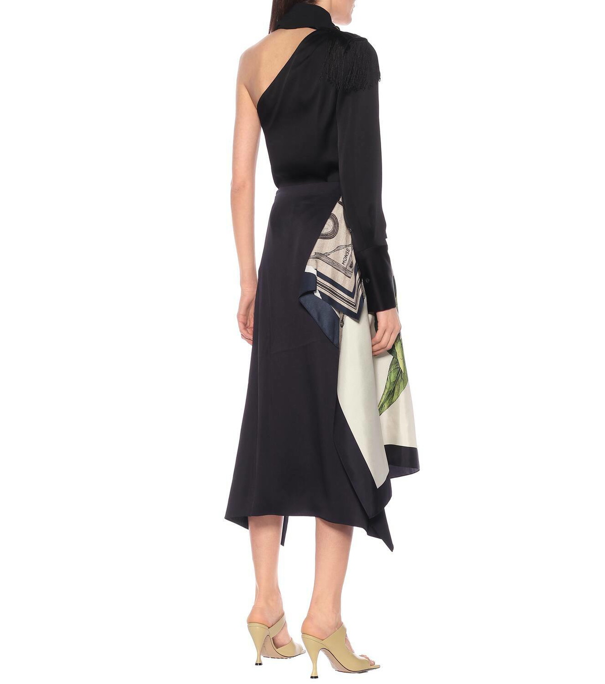 Monse Printed silk-twill midi skirt